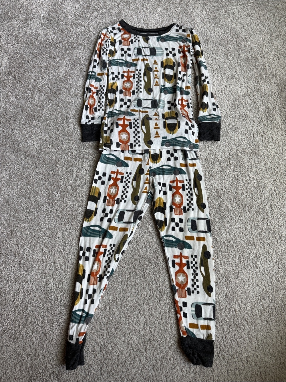 Neutral Patterned Cotton Top with Rust Star Accent